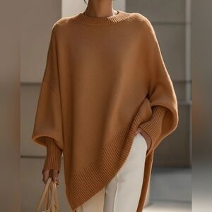 Brown Oversized Batwing Sweater